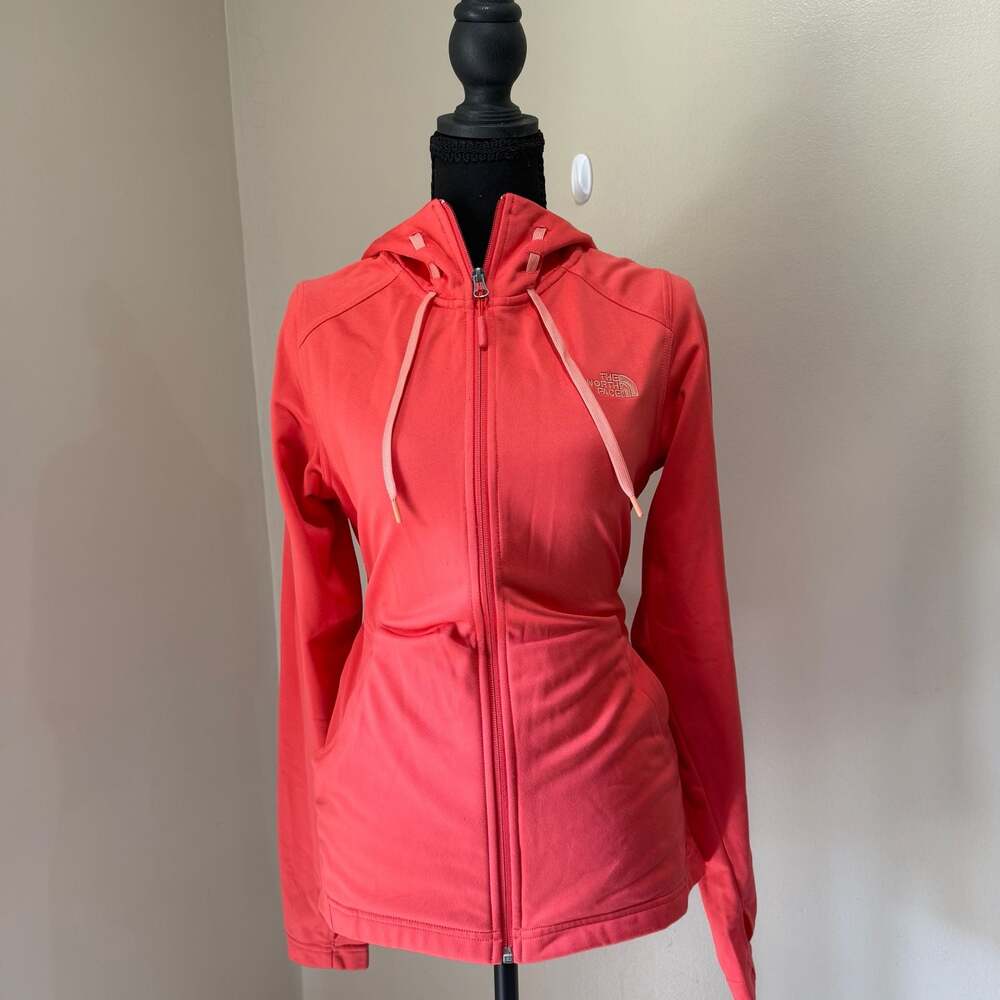 The North Face Women's Mezzaluna Full Zip Coral Pink Hoodie Fleece Jacket Size S